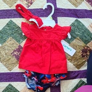 Carter's Vibrant Red Baby Set with Headband